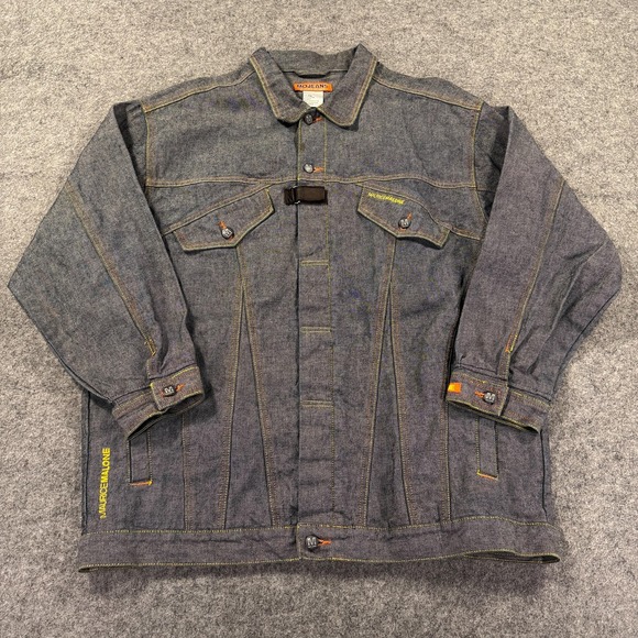 MOJEANS Other - Y2k Vtg Mojeans Denim Jacket Mens 2XL Blue Military Streetwear Maurice Malone